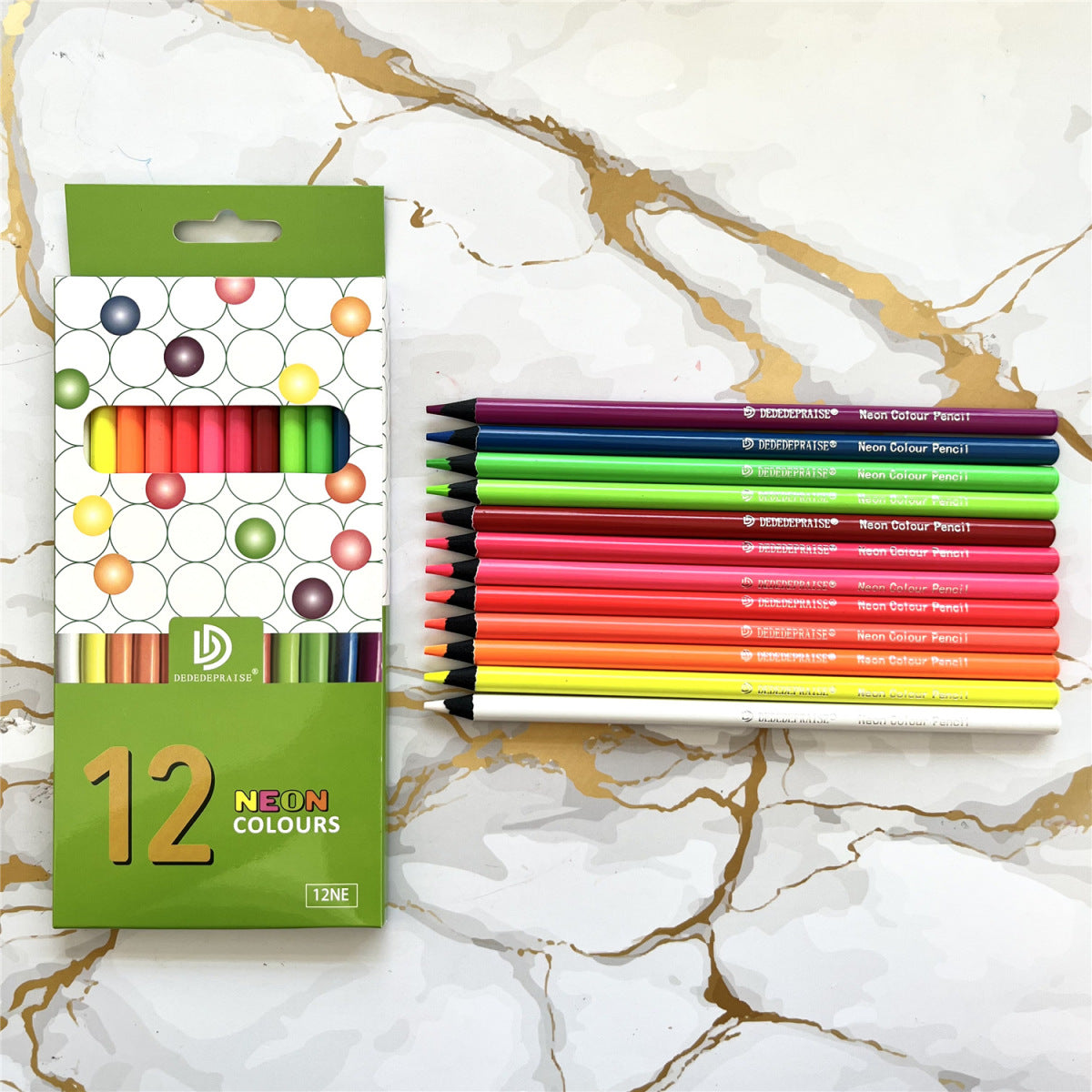 12 Colors Bright Fluorescent Multicolor Pencil