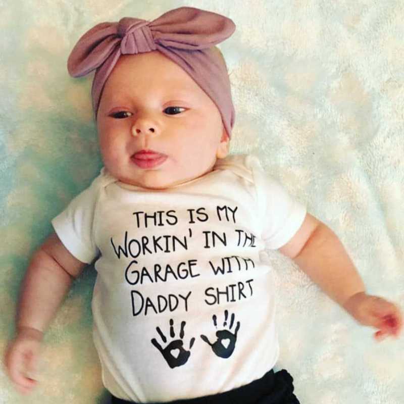 Baby Basic Letter Pattern Round Neck Short Sleeve Romper