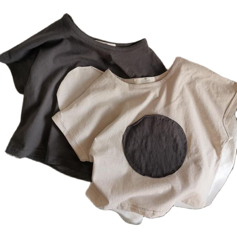 Kids Casual Round Neck Short Sleeve Color Blocking Loose T-shirt