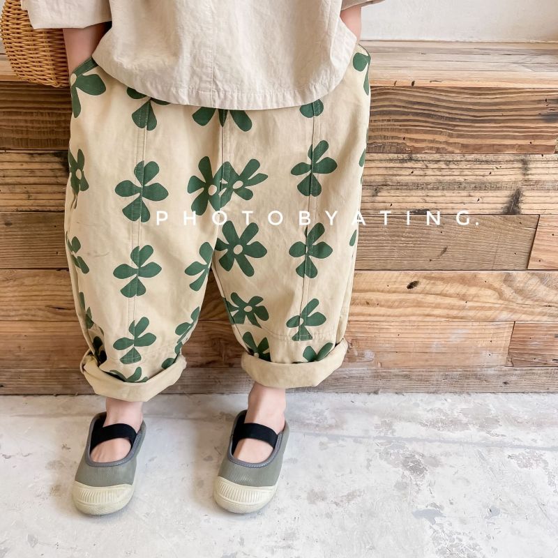 Kids Girls Casual Flower All Over Print Loose Harem Pants