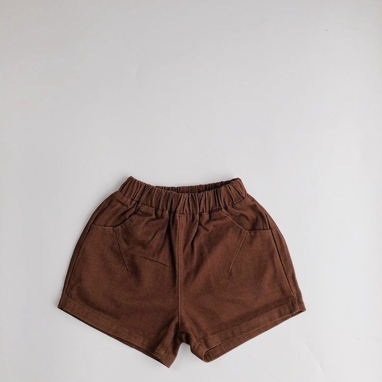 Kids Basic Solid Color Elastic Waist Shorts