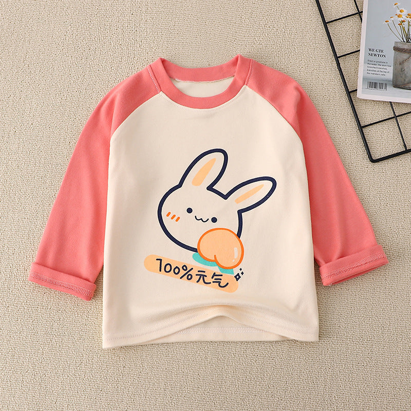 Kids Toddler Big Boys Girls Fashion Casual Cute Cartoon Animal Pattern Long Sleeve Round Neck T-Shirt