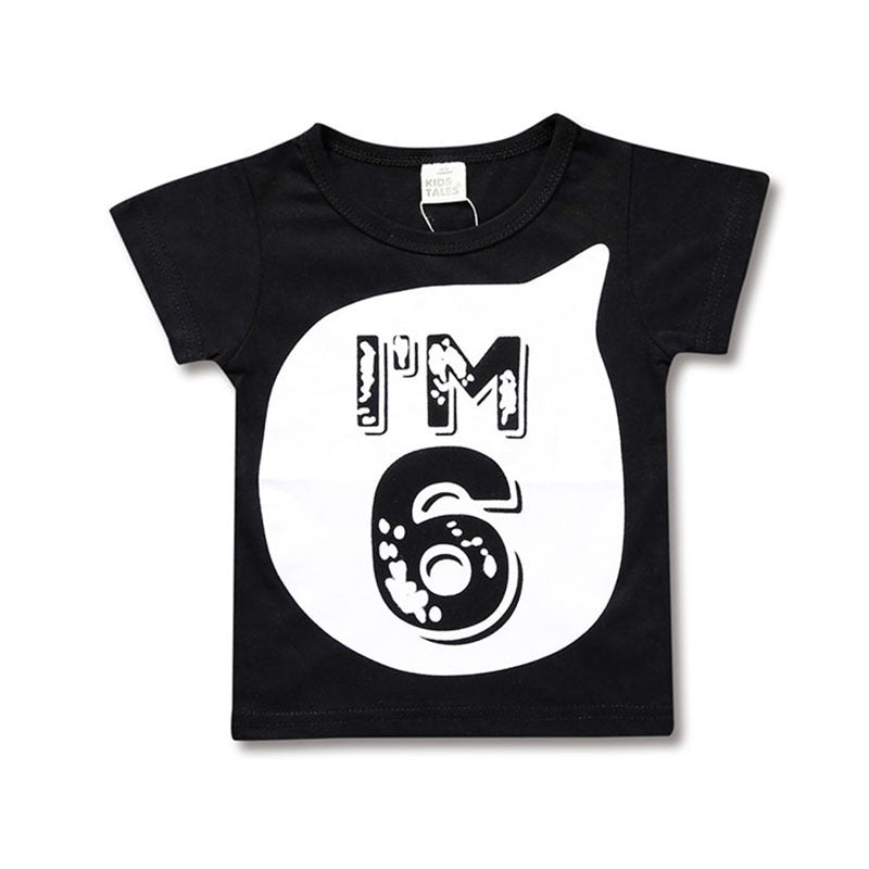 Kids Toddler Boys Girls Casual Cute Letter Round Neck Short Sleeve T-Shirt