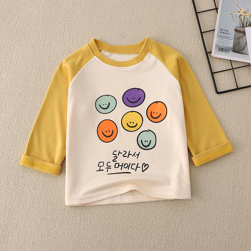 Kids Toddler Big Boys Girls Fashion Casual Cute Cartoon Animal Pattern Long Sleeve Round Neck T-Shirt