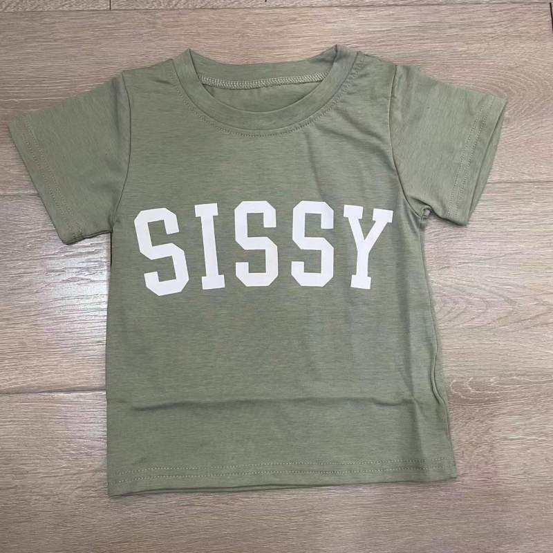 Kids Casual Round Neck Letter Print Pullover Short-Sleeved Top