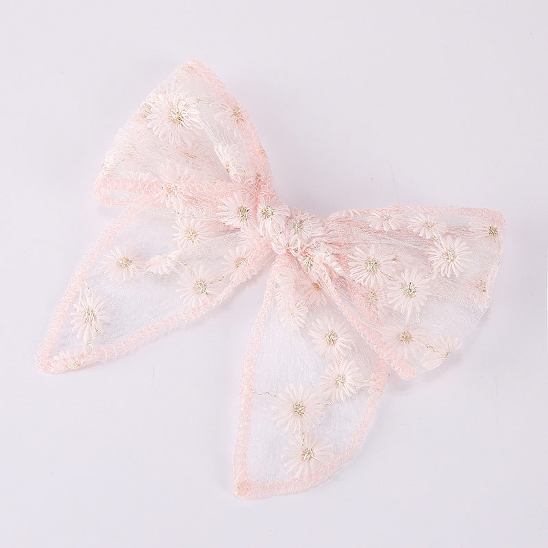 Toddlers Newborn Kid Baby Fashion Girls Bowknot Embroidery Hairpin Hair Accessories