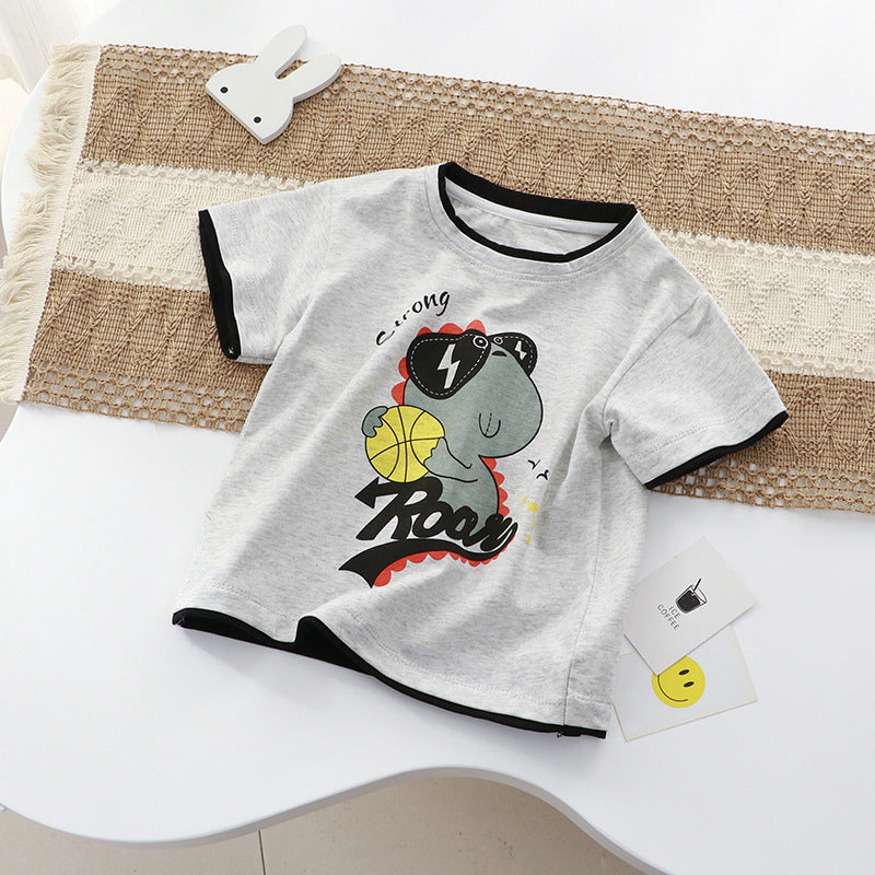 Kids Toddler Big Boys Girls Bear Cute Cartoon Print Short Sleeve Round Neck T-Shirt