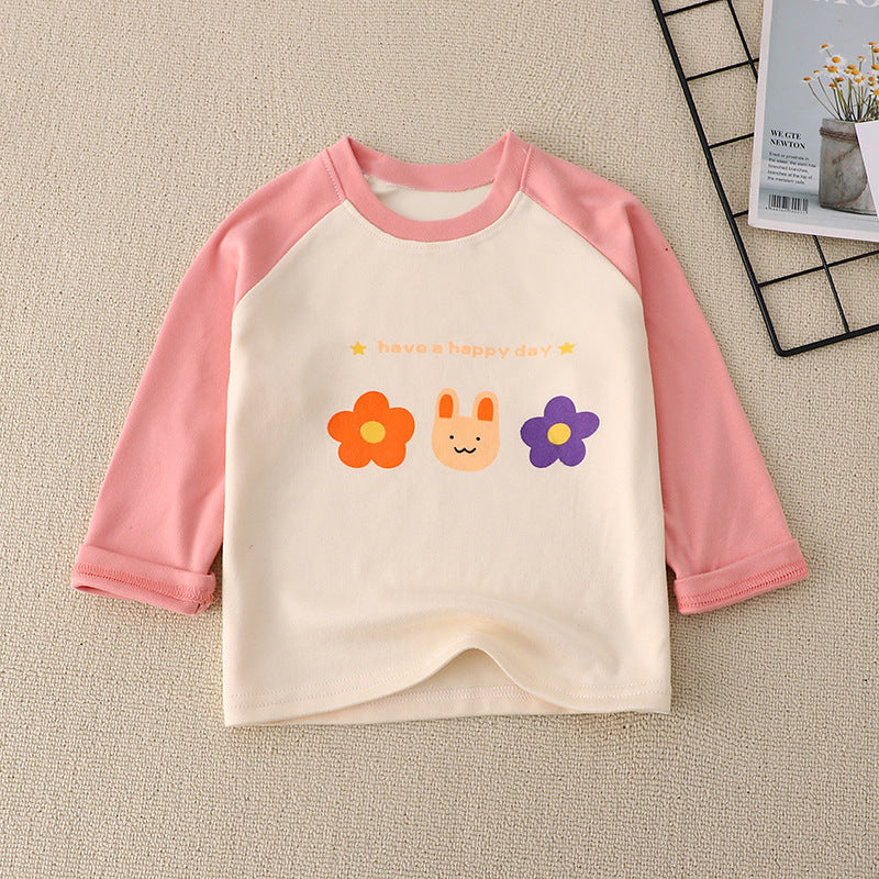 Kids Toddler Big Boys Girls Fashion Casual Cute Cartoon Animal Pattern Long Sleeve Round Neck T-Shirt