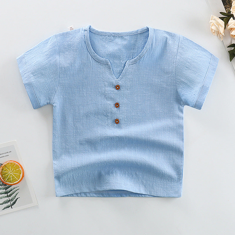 Kids Toddler Boys Girls Casual Solid Color Letter Print Short Sleeve Round Neck T-Shirt