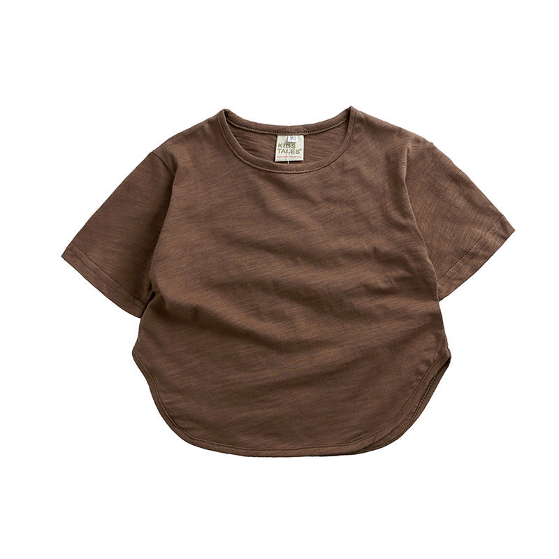 Children Kids Toddlers Girls Boys Boys Short Sleeve Solid Color T-Shirt