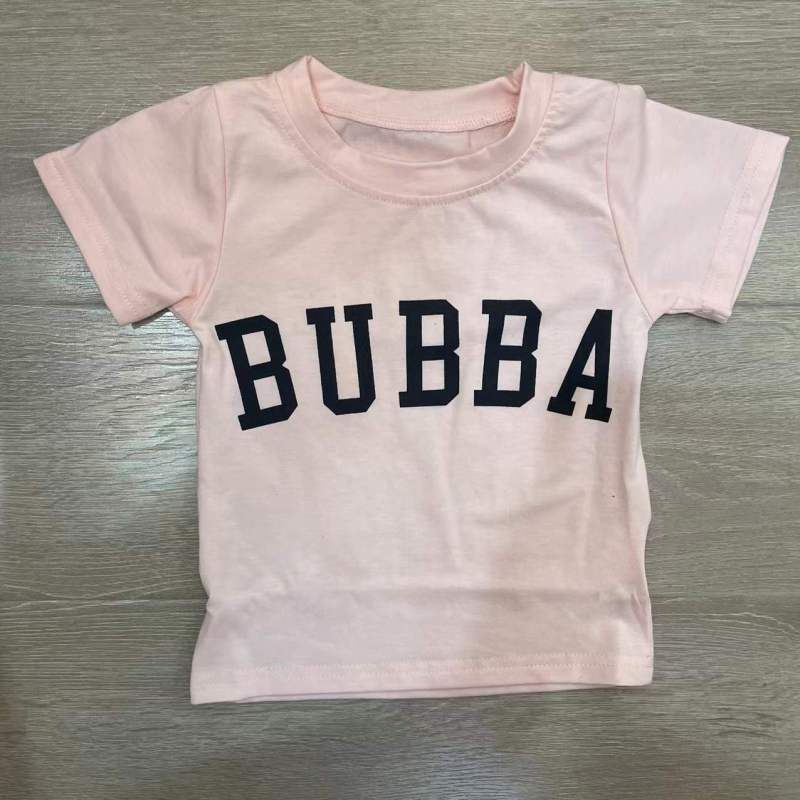 Kids Casual Round Neck Letter Print Pullover Short-Sleeved Top