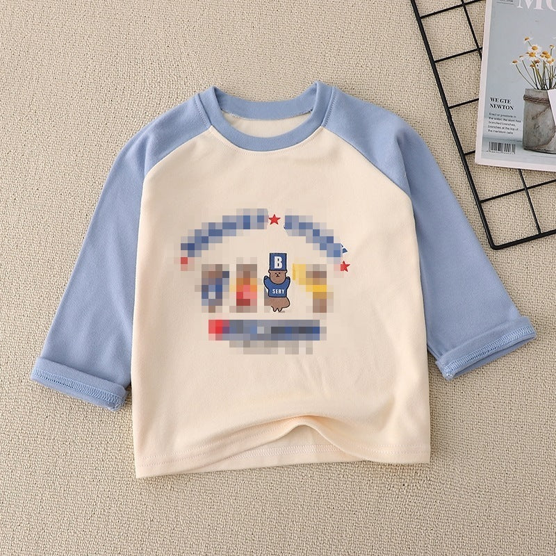 Kids Toddler Big Boys Girls Fashion Casual Cute Cartoon Animal Pattern Long Sleeve Round Neck T-Shirt