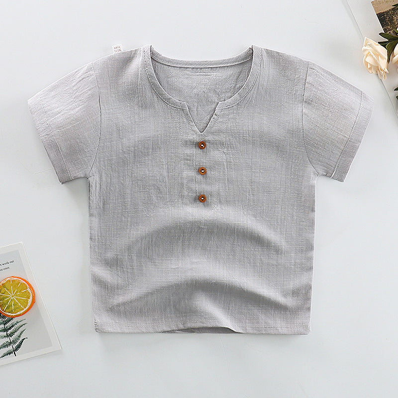 Kids Toddler Boys Girls Casual Solid Color Letter Print Short Sleeve Round Neck T-Shirt