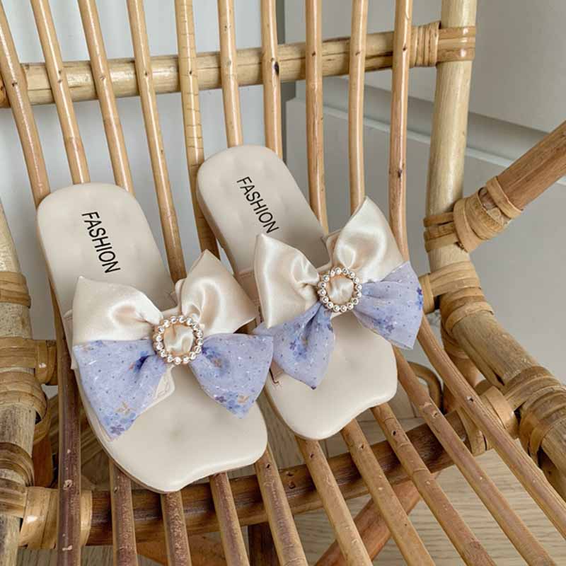 Kids Girls Casual Cute Bow Flat Slippers