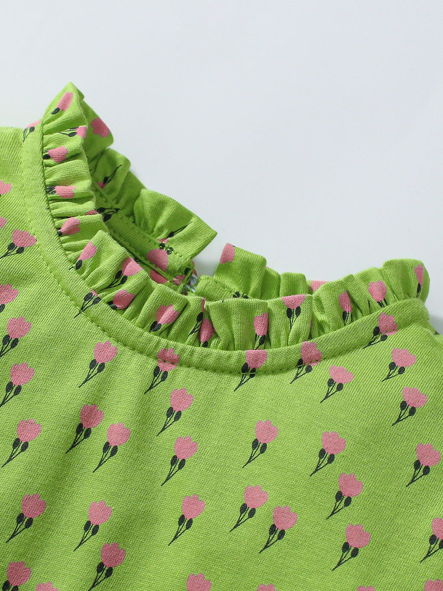 Kids Toddler Girls Casual Cute Tiny Flower Short Sleeve Dress
