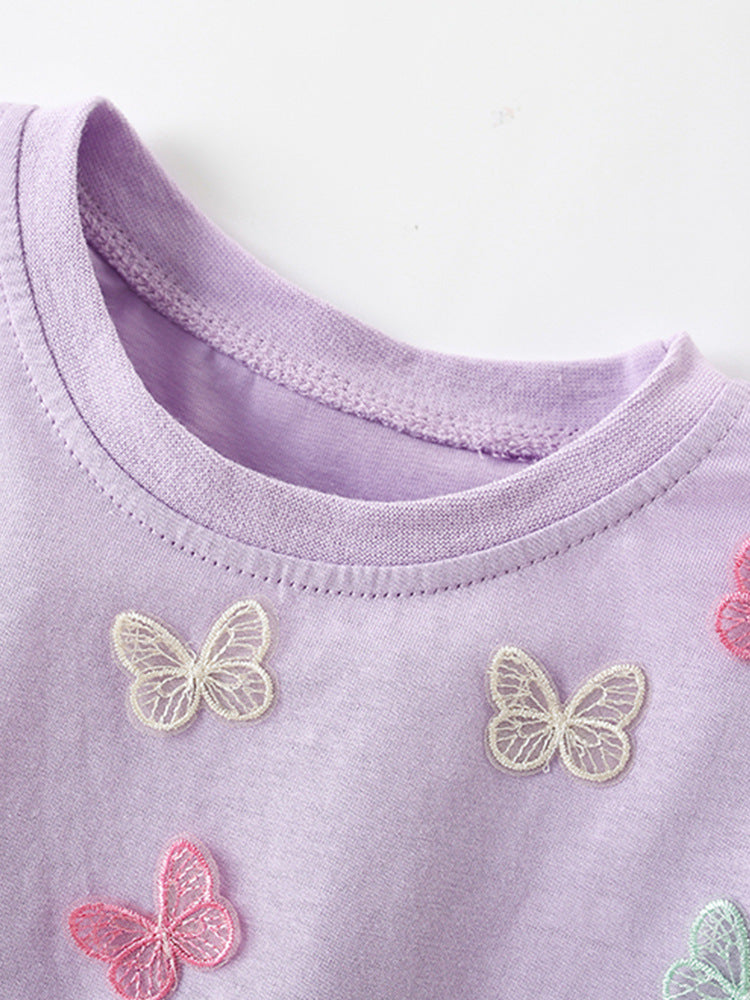 Children Fashion Butterfly Short-Sleeved T-Shirt