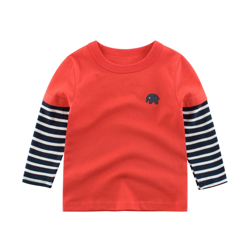 Kids Toddler Boys Casual Cute Cartoon Stripe Long Sleeve T-Shirt