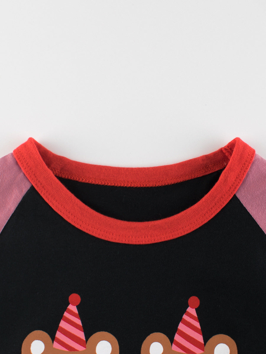Kids Toddler Boys Girls Casual Cute Cartoon Print Long Sleeve Round Neck T-Shirt