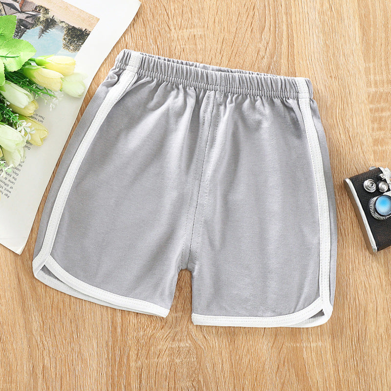Kids Casual Solid Color Stripe Elastic Waist Sport Shorts