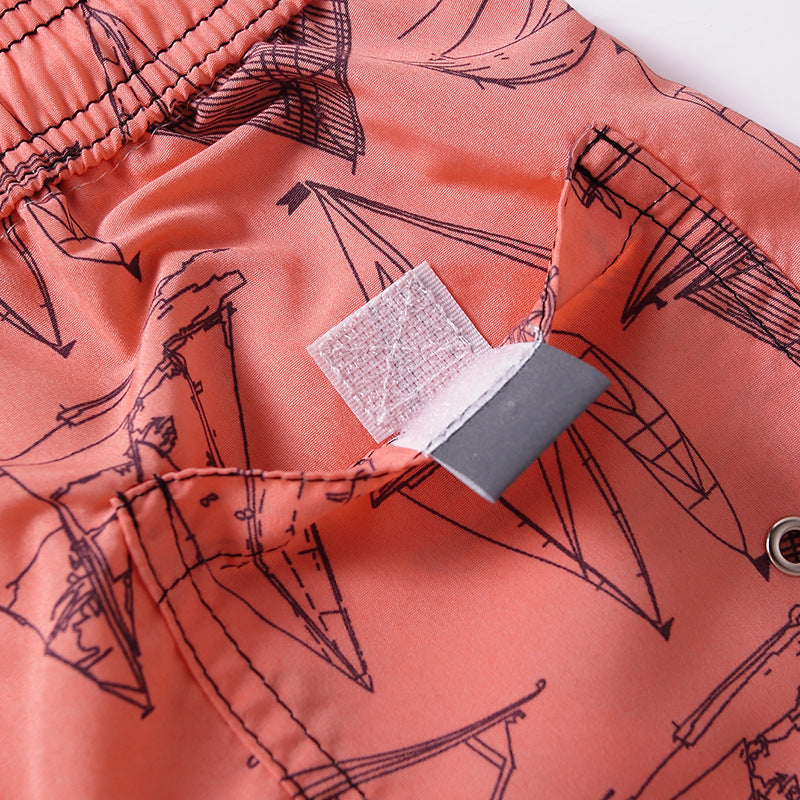 Boy'S Casual Printed Loose Beach Swim Trunks