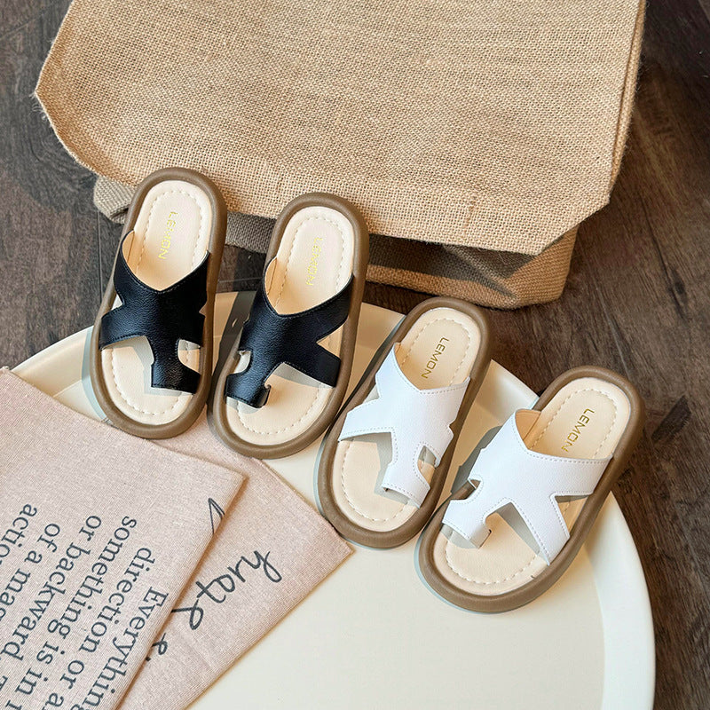 Kids Girls Casual Cute Flat Thick-Soled Slippers