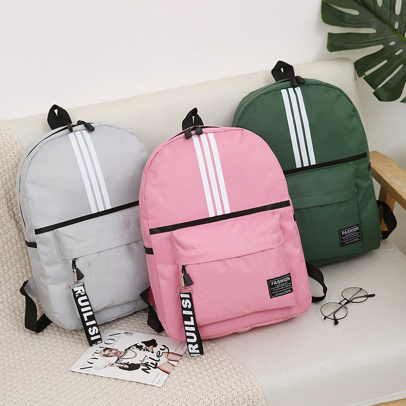 Children Fashion Simple Girls Boys Color Matching Canvas Backpack School Bag