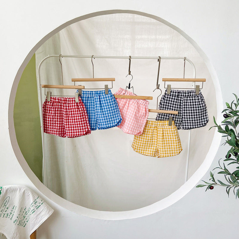 Children Kids Baby Fashion Girls Boys Casual Plaid Print Shorts