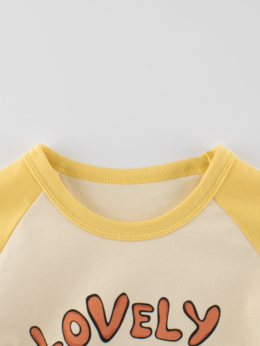 Kids Toddler Boys Girls Casual Cute Alphabet Cartoon Print Long Sleeve Round Neck T-Shirt