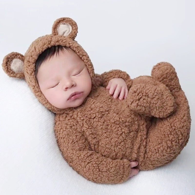 Newborn Baby Bear Photography Clothing Plush Jumpsuits