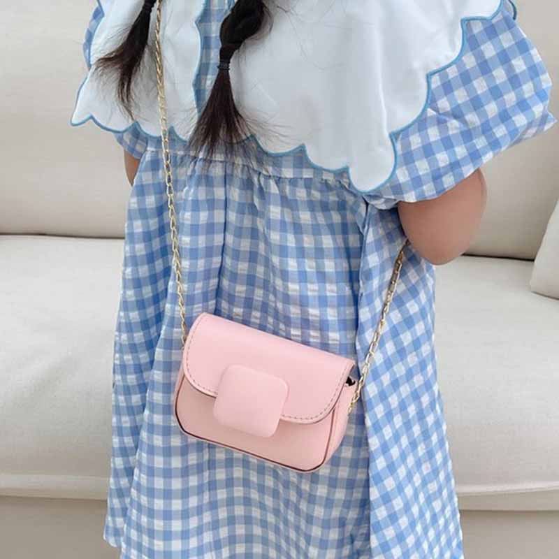 Kids Casual Cute Solid Color Chain Crossbody Bag