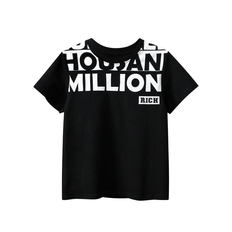 Kids Boys Basic Letter Pattern Round Neck Short Sleeve Casual T-shirt