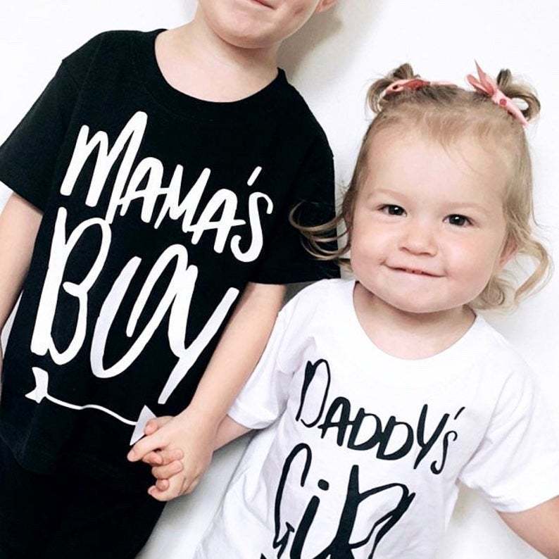 Children Kids Baby Fashion Boys Girls Short Sleeve Daddy'S Mama'S Letter Print T-Shirt
