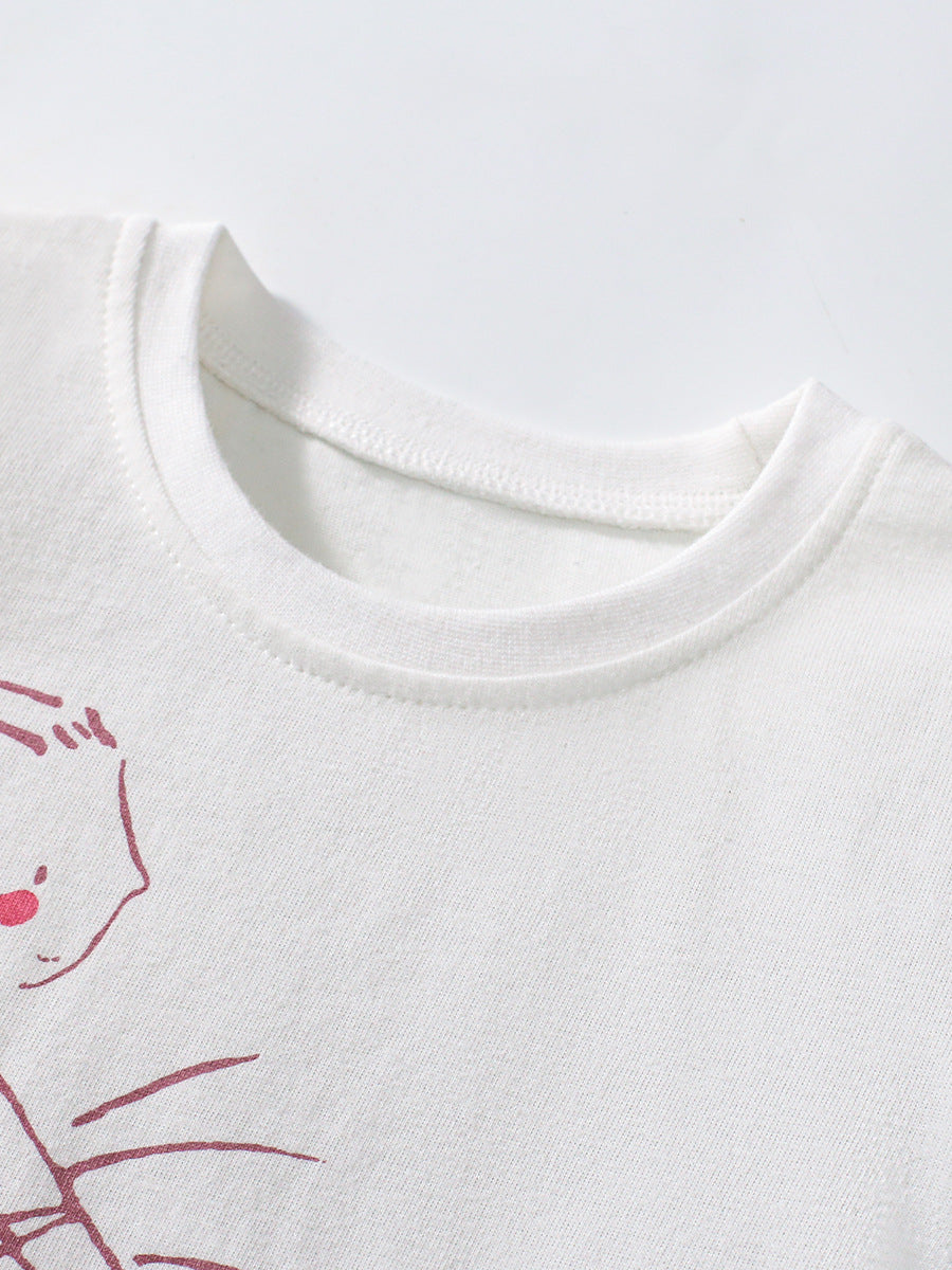 Summer Kids Toddler Girls Cotton Ruffled Cap Sleeve T-Shirt