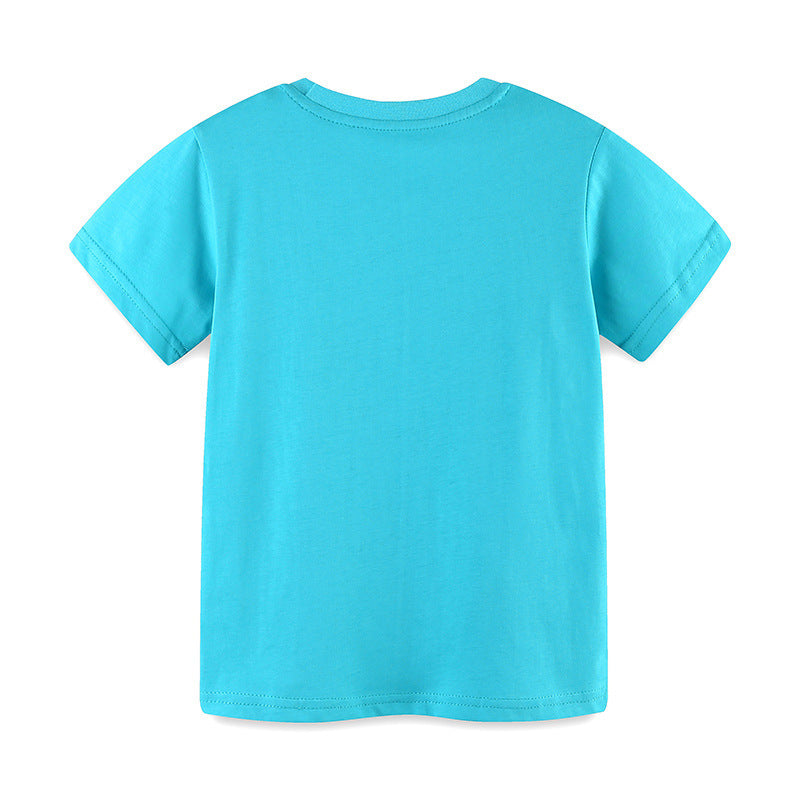 Kids Toddler Boys Casual Cartoon Print Short Sleeve Round Neck T-Shirt