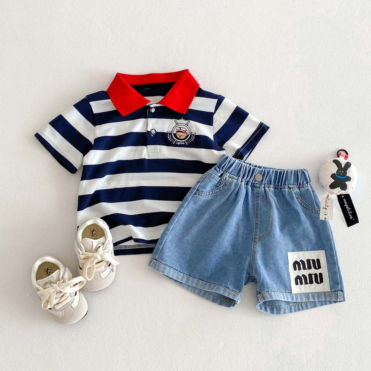 Kids Toddler Boys Fashion Casual Stripe Print Short Sleeve Lapel POLO Shirt