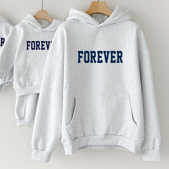 Autumn Winter Children Fashion Casual Loose Letter Printing Round Neck Long Sleeve Parent-Child Hoodies