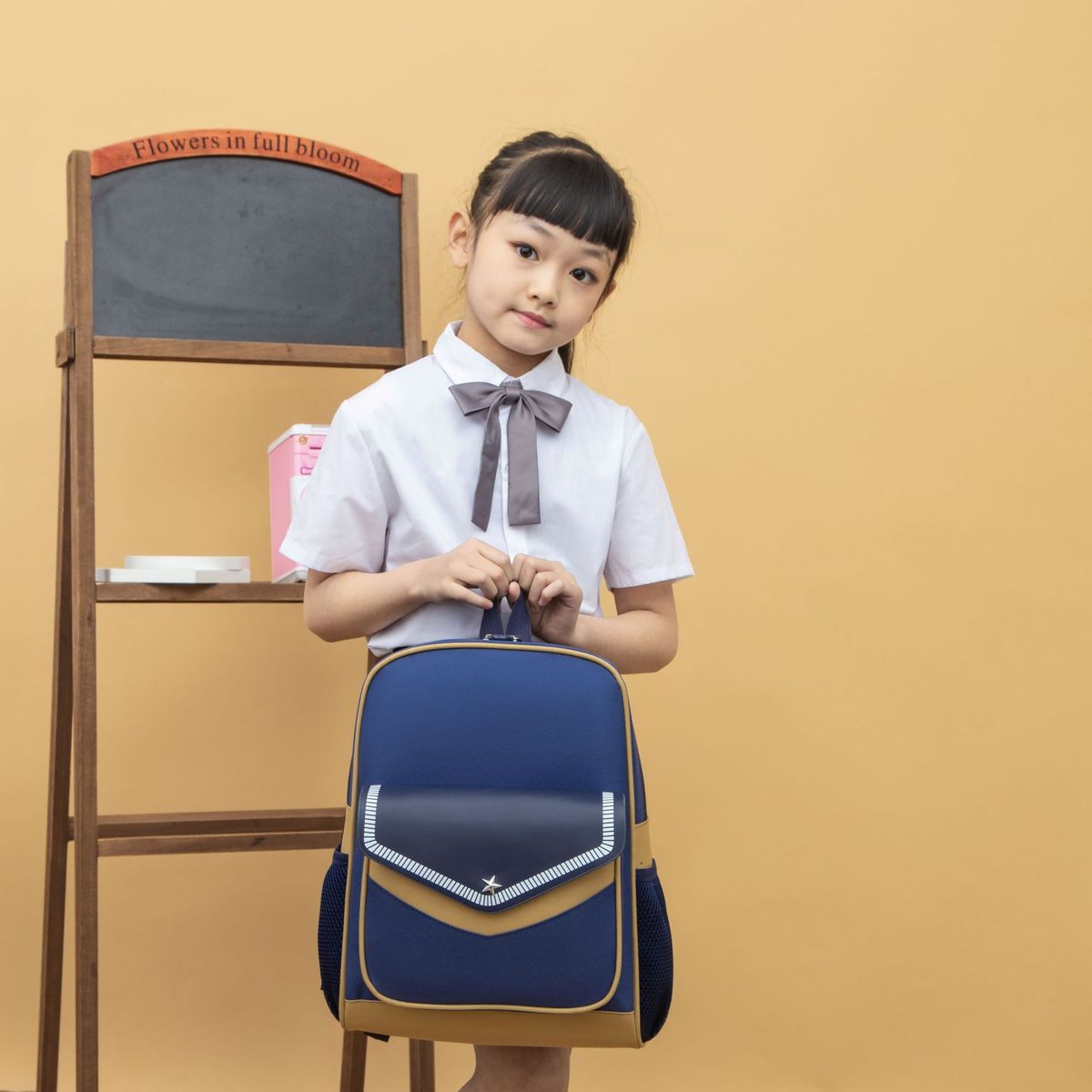 Children Fashion Girls Boys Color Matching Canvas Backpack School Bag