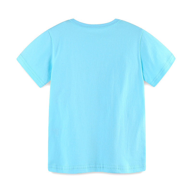 Kids Toddler Boys Casual Cute Cartoon Print Short Sleeve Round Neck T-Shirt