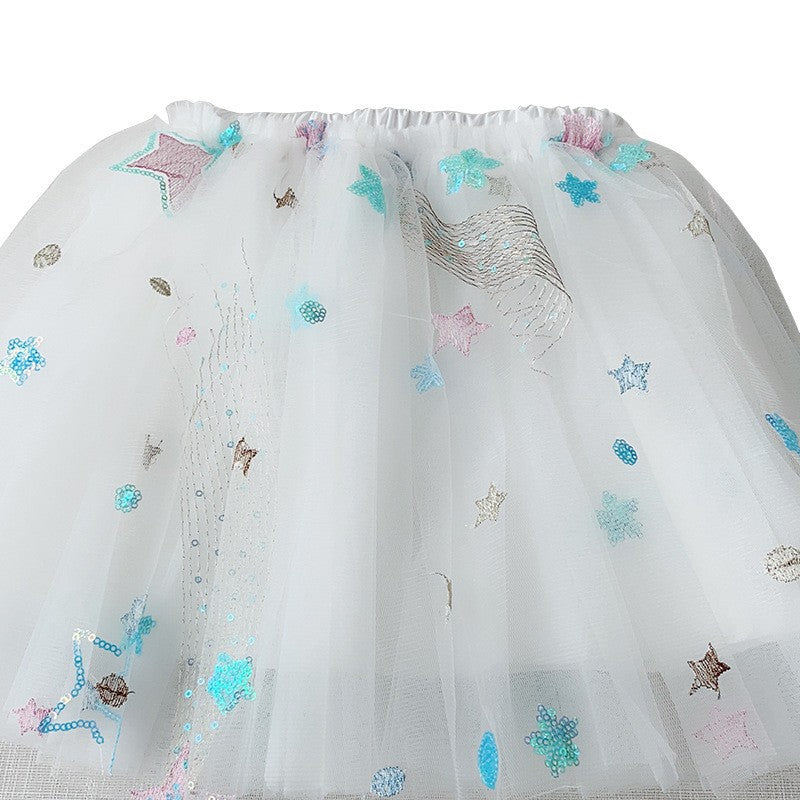 Kids Toddler Girls Simple Sequin Star Mesh Tutu Skirt