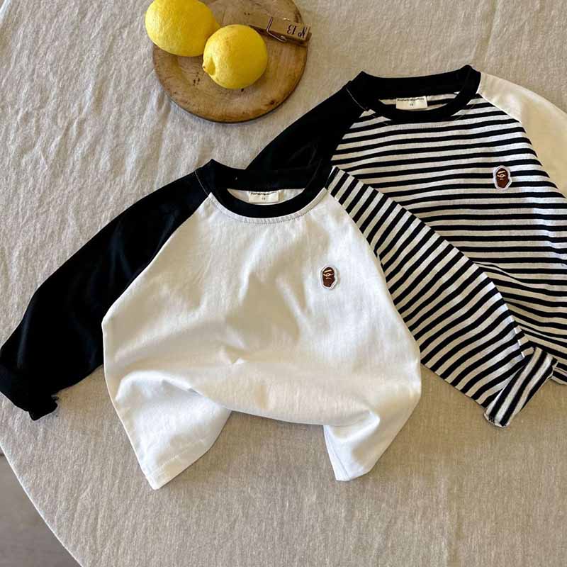 Kids Toddler Boys Girls Fashion Casual Stripe Long Sleeve Round Neck T-Shirt