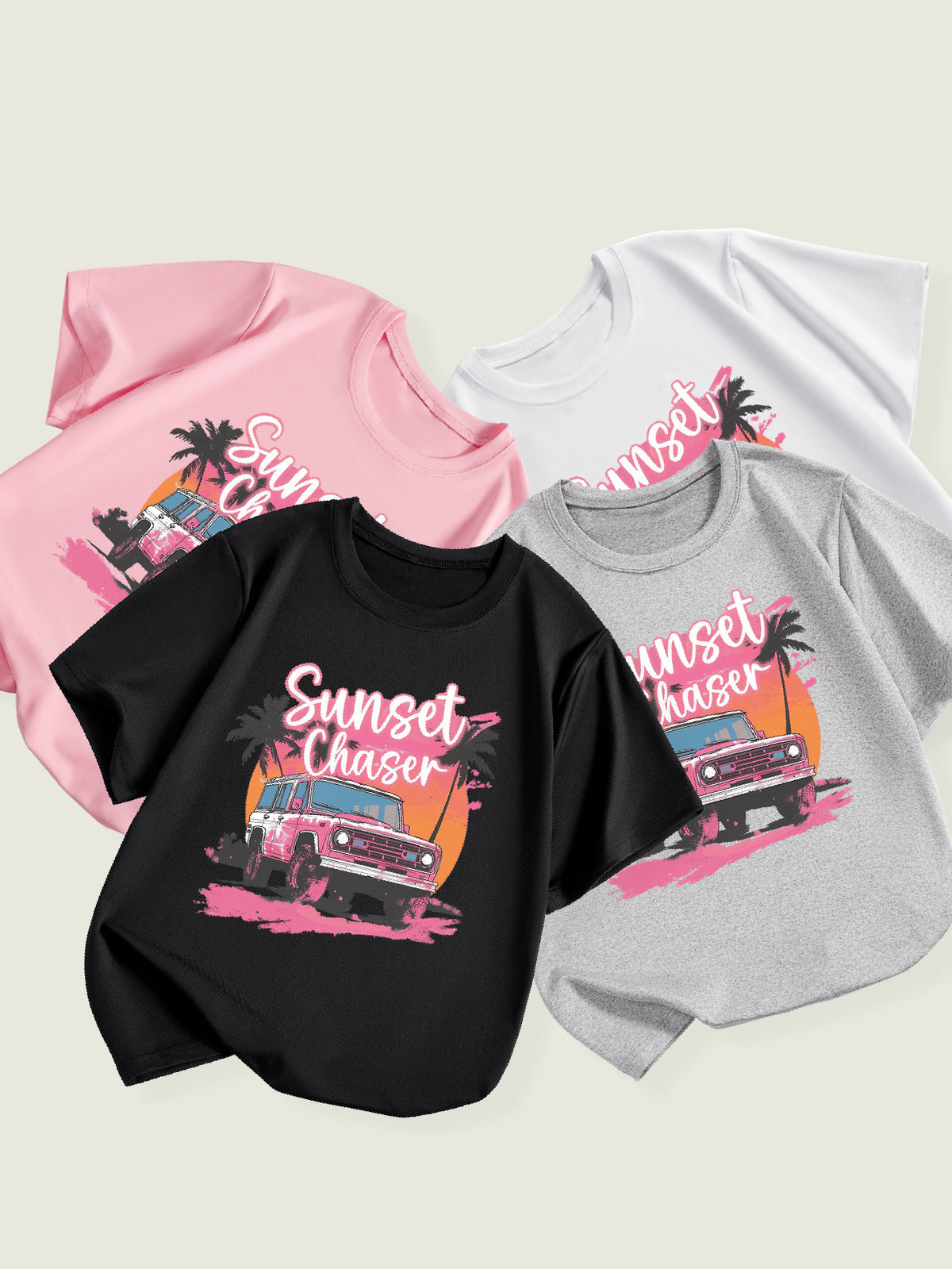 Kids Toddler Boys Girls Car Print Short Sleeve T-Shirt