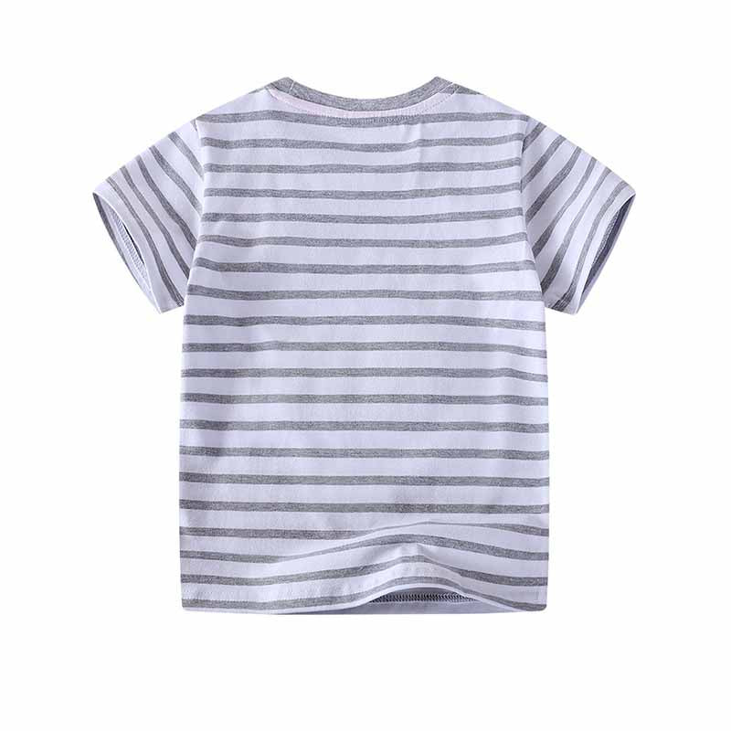 Kids Toddler Boys Casual Cute Dinosaur Stripe Short Sleeve T-Shirt