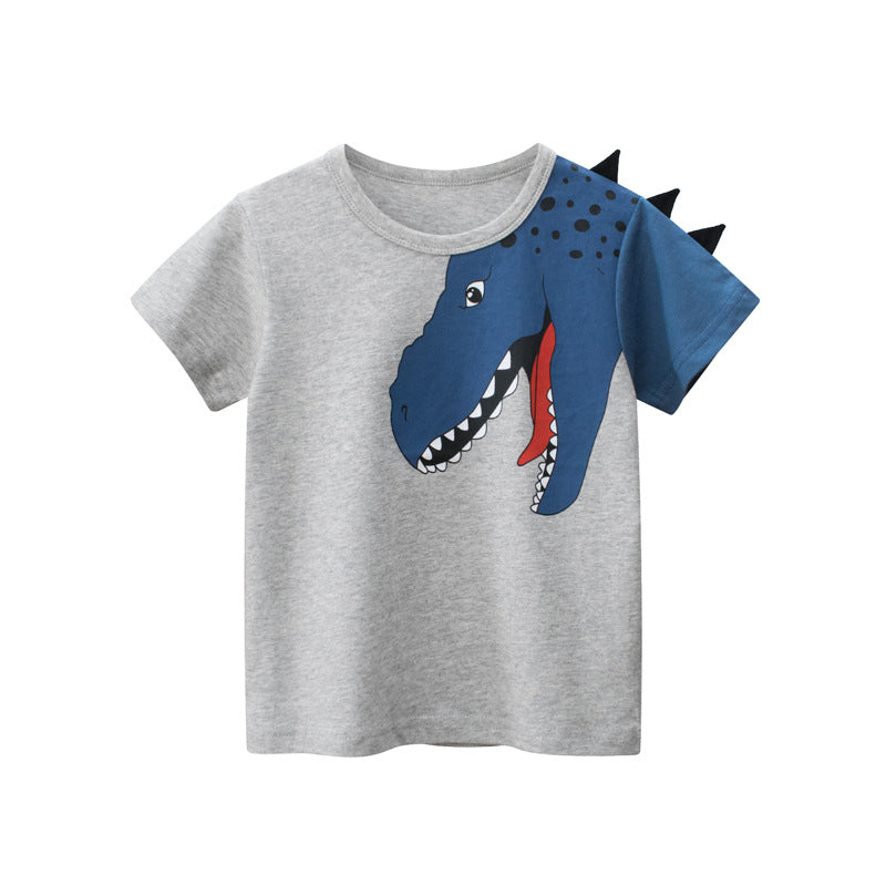 Children Casual Cartoon Dinosaur Print Boys Short Sleeve T-Shirt