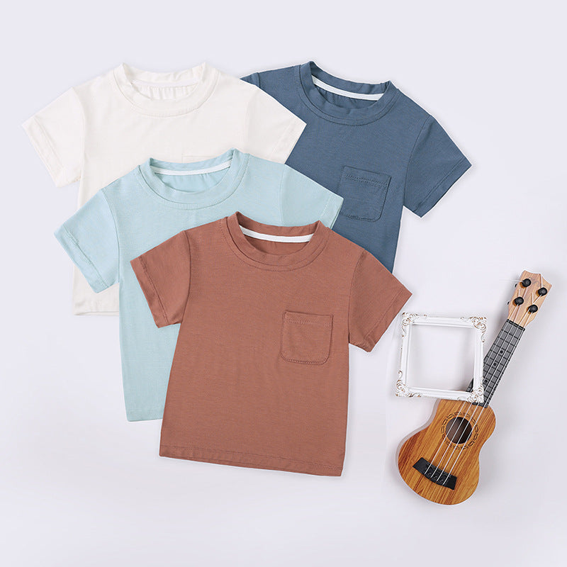 Kids Baby Boys Girls Casual Basic Solid Color Short Sleeve T-Shirt