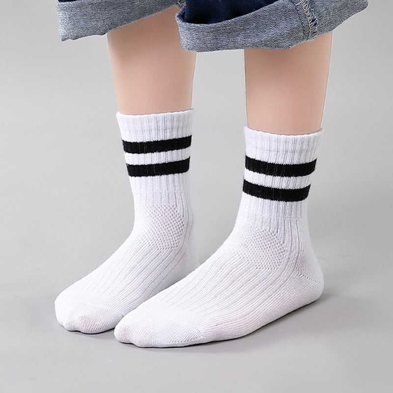 5pairs/set Kids Simple Striped Comfortable Breathable Socks