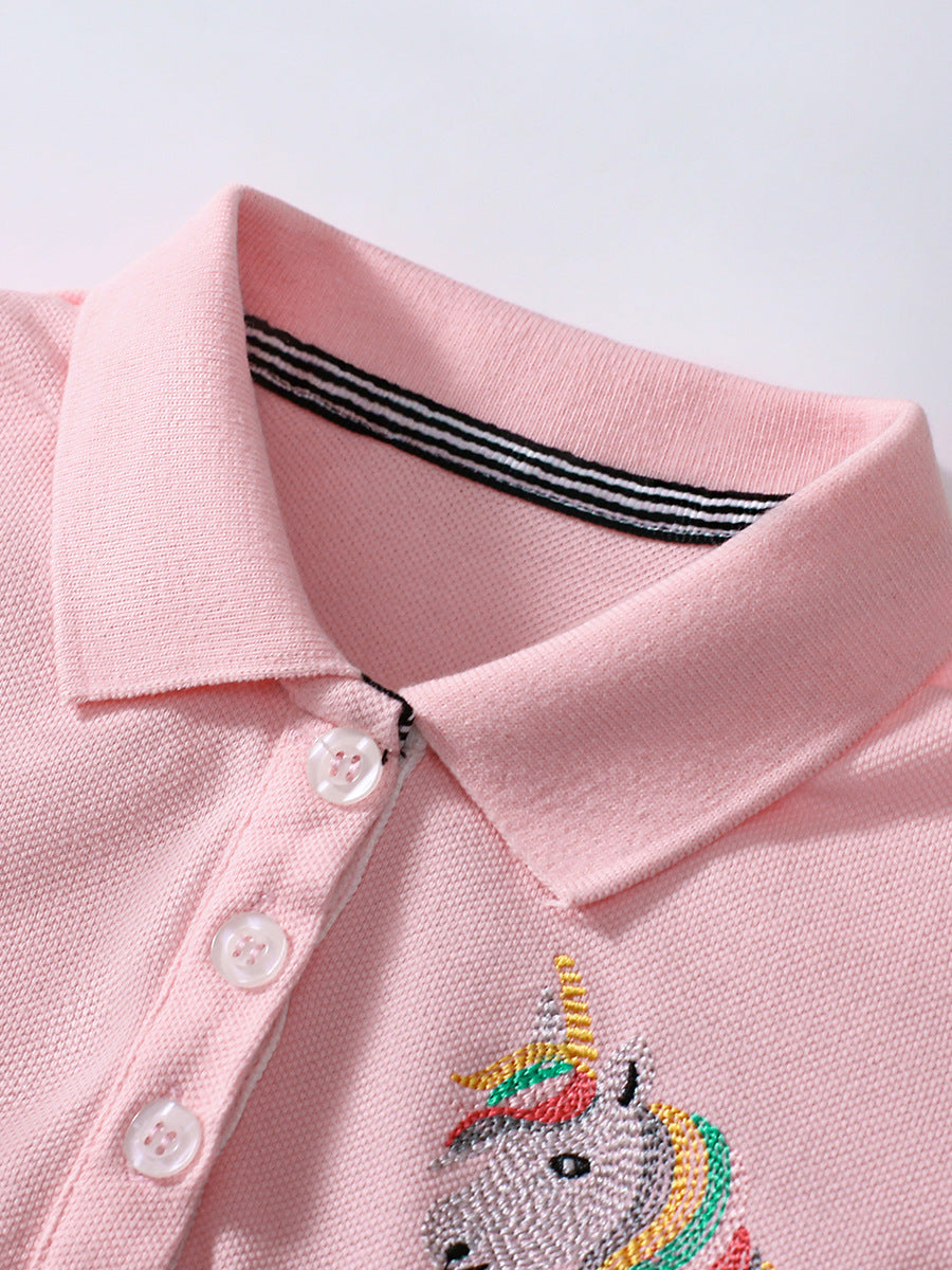 Kids Toddler Girls Casual Cute Short Sleeve Lapel Dress