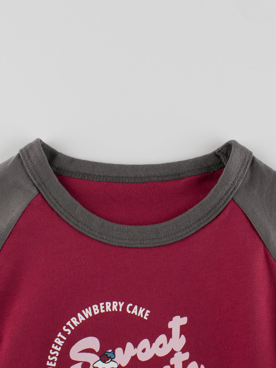 Kids Toddler Boys Girls Casual Cute Alphabet Cartoon Print Long Sleeve Round Neck T-Shirt