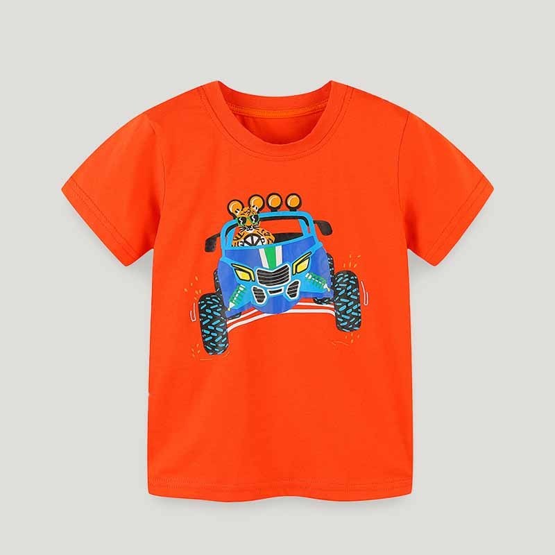 Kids Toddler Boys Casual Cute Cartoon Print Short Sleeve Round Neck T-Shirt