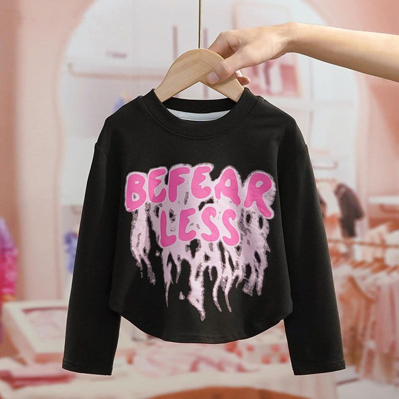 Kids Toddler Big Girls Casual Cute Alphabet Print Long Sleeve T-Shirt