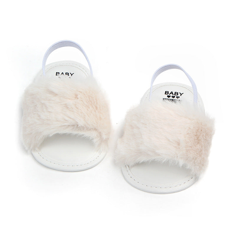 Baby Fashion Flat Non-Slip Solid Color Plush Sandals